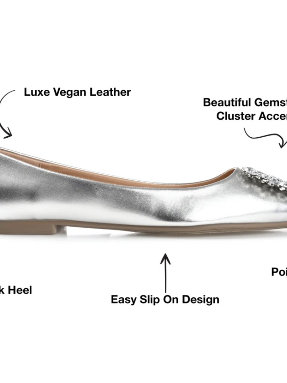 Journee Collection Women's Wide Width Renzo Flat Silver 6.5W NWOB - Picture 8 of 8